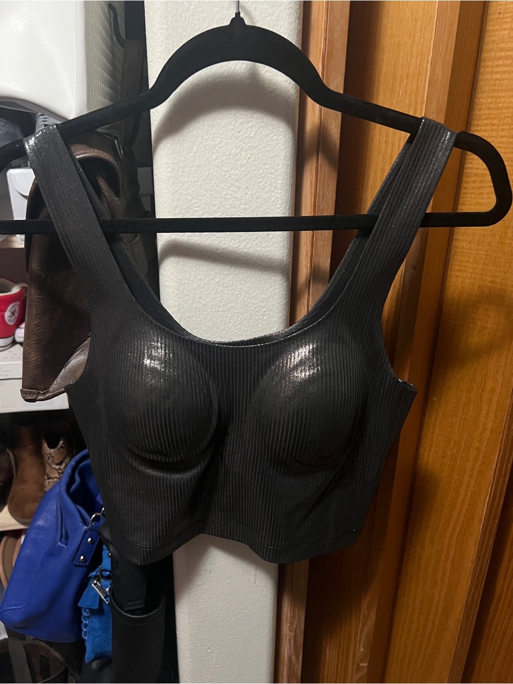 Victoria's Secret shimmery Black Ribbed Molded-Cup Bralette
